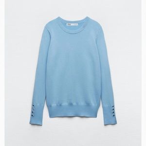 Zara Basic knit sweater. Size M, light blue.